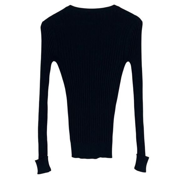 NWT Dip Cardigan Womens XS Black Ribbed Button Front V-Neck Ribbed Minimalist - Picture 3 of 5